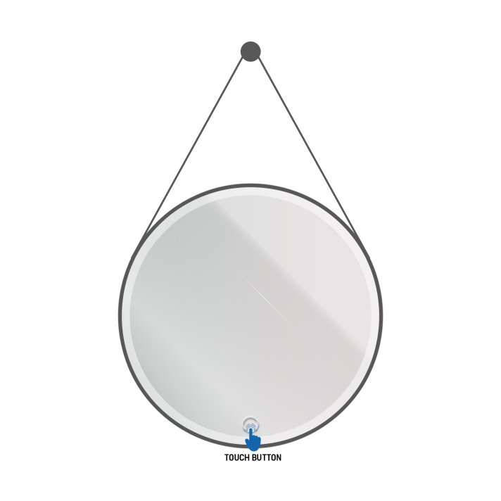 Eco Elegance Ledspiegel Rond  Met  Band  Mat Zwart Ø60cm