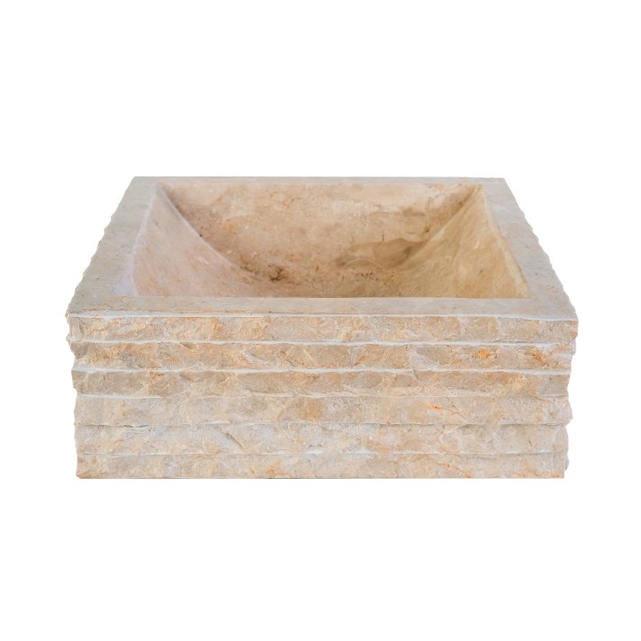 Eco Elegance Vierkanten Waskom Alur Kuipvormig - Crème 40x40x15cm