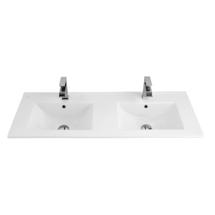 Hunk & Müeller Keramische Wastafel Dubbel (46x120cm) - Wit