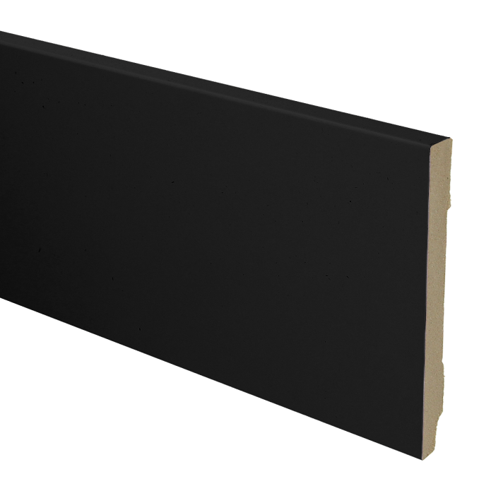 MDF plint recht 120x12 zwart gefolied | 2.4 meter