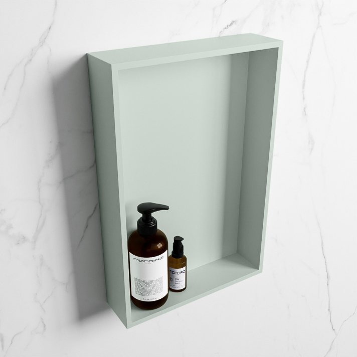 Mondiaz Easy Nis 44,5x29,5cm in solid surface kleur Greey | Greey. 1 vak  geschikt voor in- of opbouw