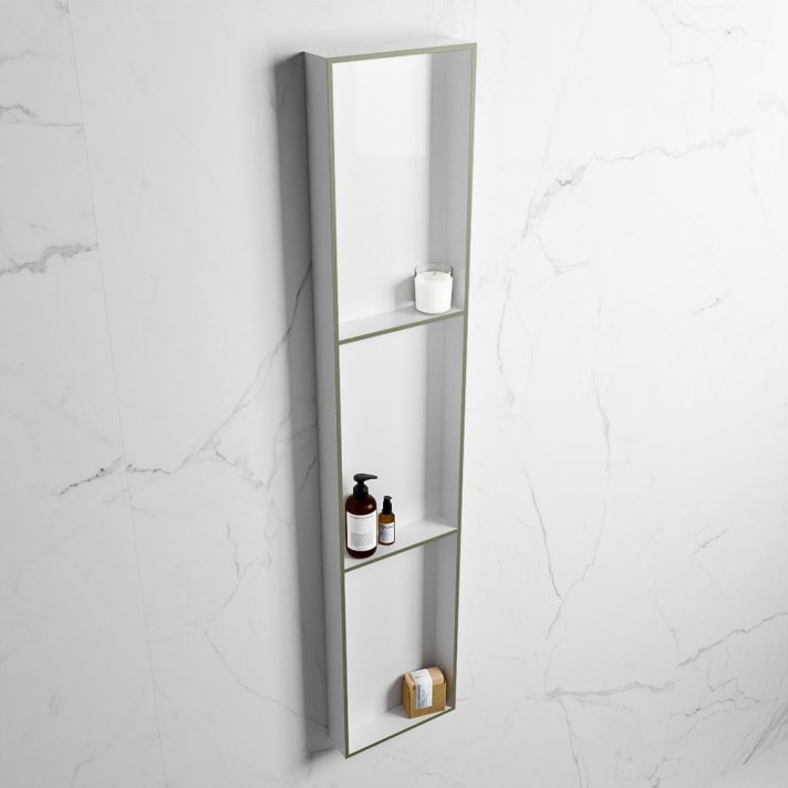 Mondiaz Easy Nis 149,5x29,5cm in solid surface kleur Army | Talc. 3 vakken  geschikt voor in- of opbouw