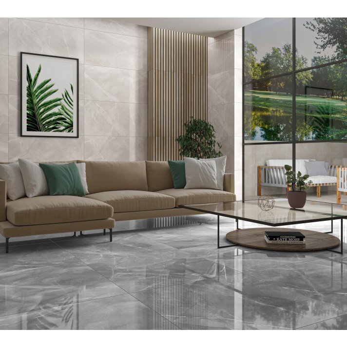 Ecoceramic Vivalto hoogglans vloertegel 60x60 gris