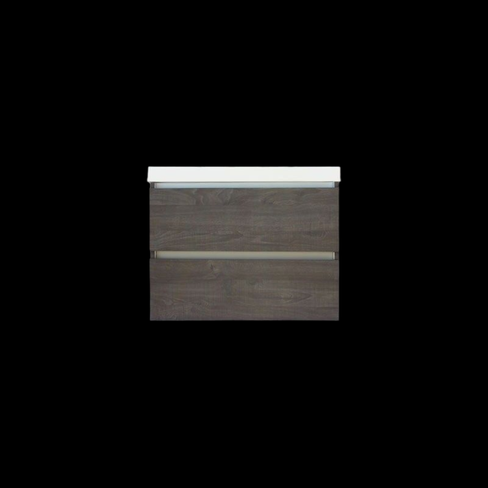 Sani DeLuxe Trendline basic onderkast met greeplijst aluminium  60 silver oak