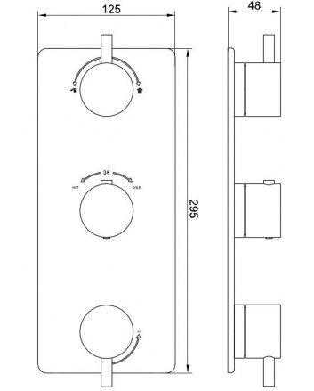 Caral afbouwdeel inbouwthermostaat 3 weg chroom
