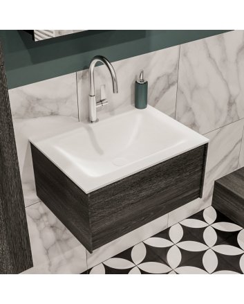 Mondiaz Lush 60cm badmeubel antracite 1 lade wastafel Cloud midden 1 kraangat