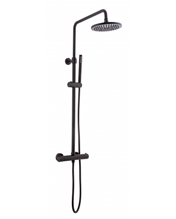 Sani DeLuxe Doucheset opbouw thermostatisch (in hoogte verstelbaar) rond Mat Zwart douchekop 25 cm