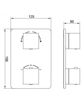 Rombo afbouwdeel inbouwthermostaat 2 weg chroom