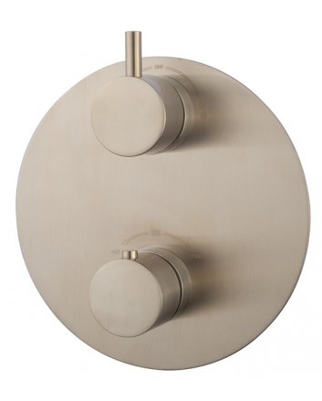 Caral Rond afbouwdeel inbouwthermostaat 2 weg geborsteld staal