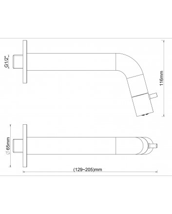 Caral Sophia fonteinkraan inkortbaar met muurbevestiging 1/2" geborsteld brons koper