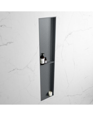 Mondiaz Easy Nis 89,5x29,5cm in solid surface kleur Plata | Plata. 2 vakken geschikt voor in- of opbouw