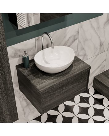 Mondiaz Lush 60cm badmeubel antracite 1 lades wastafel Barco midden 1 kraangat