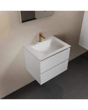 Mondiaz Aivy 60cm badmeubel Talc, wastafel Talc solid surface midden 1 kraangat