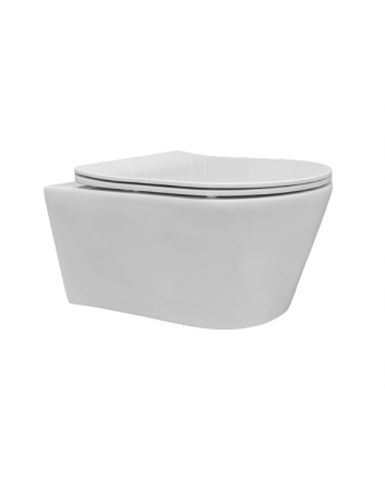 Sani DeLuxe Wandcloset easy flush rimfree standaard 36x55x33 cm met slim flatline softclose zitting