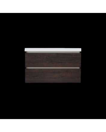 Sani DeLuxe Trendline basic onderkast met greeplijst aluminium 100 brown oak