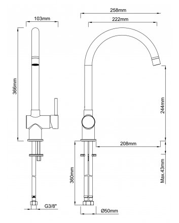 Caral keukenmengkraan geborsteld brons koper