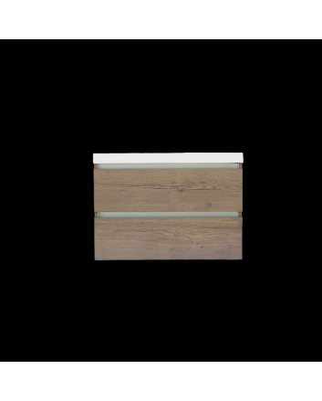 Sani DeLuxe Trendline basic onderkast met greeplijst aluminium 80 tabak oak