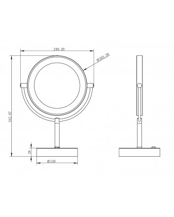 scheerspiegel staand led op batterijen geborsteld messing