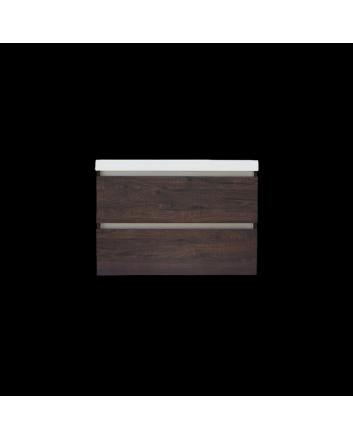 Sani DeLuxe Trendline basic onderkast met greeplijst aluminium 80 brown oak