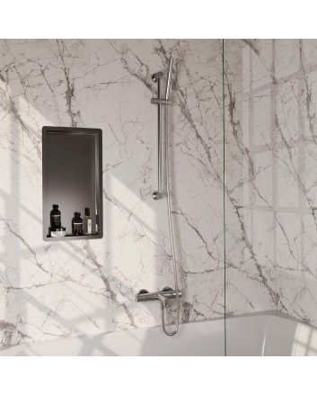 BRAUER Brushed Edition opbouw baddouche thermostaatkraan SET 01 met glijstang en staaf handdouche en doucheslang RVS geborsteld PVD