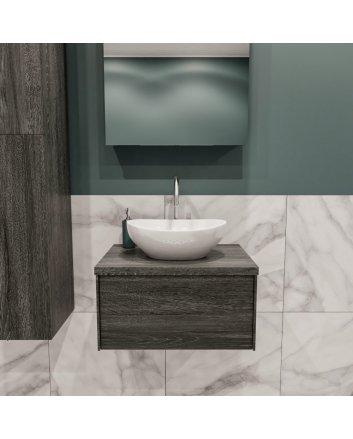 Mondiaz Lush 60cm badmeubel antracite 1 lades wastafel Barco midden 1 kraangat