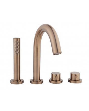 Caral afbouwdeel badrandthermostaat 4-gats geborsteld brons koper