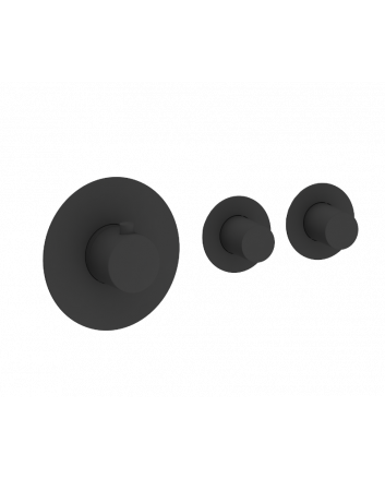 Sani DeLuxe Badset inbouw deluxe met box thermostaat, muurbevestiging / doucheslang, staafhanddouche rond Mat Zwart