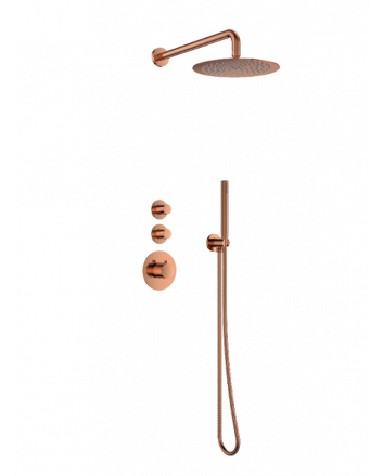 Sani DeLuxe Doucheset inbouw deluxe met box thermostaat, muurbevestiging / douchekop 25 cm rond Brons