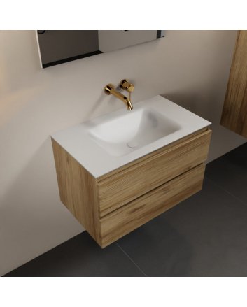 Mondiaz Aivy 80cm badmeubel Chai, wastafel Talc solid surface midden zonder kraangat