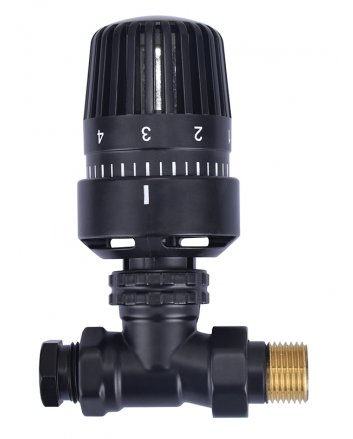 Thermostatisch radiatorventiel 1/2" x 15 mm, recht, mat zwart