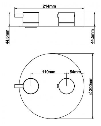 Caral Rond afbouwdeel inbouwthermostaat 2 weg geborsteld staal