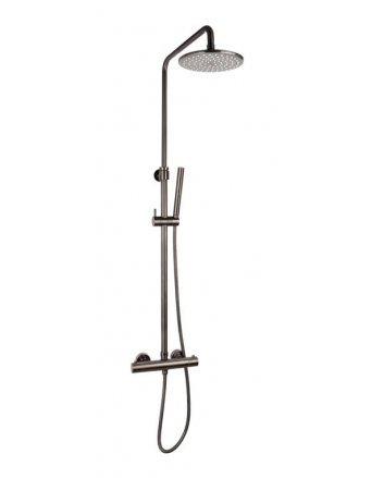 Sani DeLuxe Doucheset opbouw thermostatisch (in hoogte verstelbaar) rond Gun Metal douchekop 30 cm