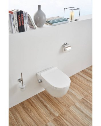 Sani DeLuxe Wandcloset easy flush rimfree standaard met Bidet 36x55x33 cm met slim flatline softclose zitting