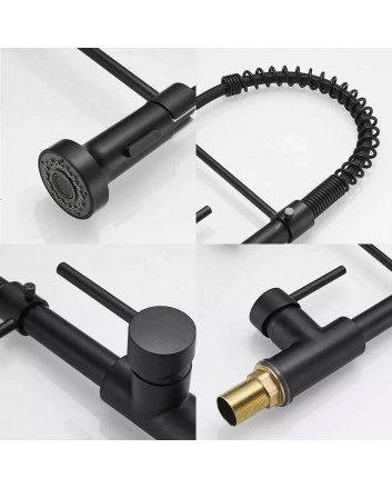 Eco Elegance Keukenkraan Met Uittrekbare Sproeikop - Mat Zwart