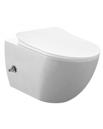 Hugo & Müeller Design Rimoff Ophang Wc Met Rvs Sproeier (Bidet) + Koud/Warm Waterkraan - Wit