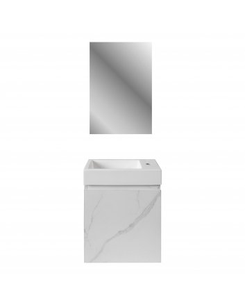 Eco Elegance toiletmeubelonderkast - 1 deur - rechts - greeploos - soft close - 40x50x22,3 cm - marmer wit