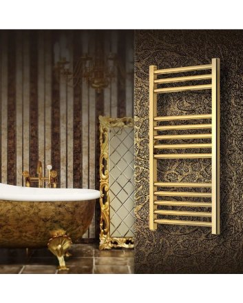 500x1200 - 673 Watt | Handdoekradiator mat goud Zij- &amp; Middenaansluiting