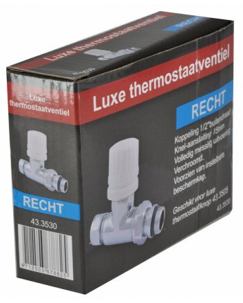 Luxe thermostatisch voorbereid ventiel 1/2" x 15 mm (M22) knel, recht, chroom