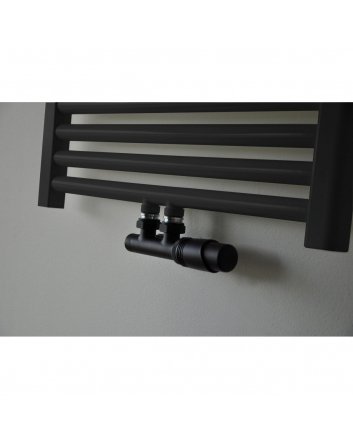 Zwarte radiator aansluitset Haaks voor radiatoren met onder aansluiting t.b.v 16 mm