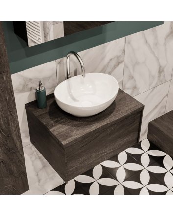 Mondiaz Lush 60 badmeubel dark brown 1 lades wastafel Barco midden 1 kraangat