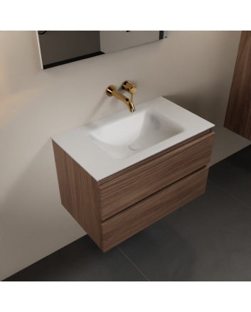 Mondiaz Aivy 80cm badmeubel Mocha, wastafel Talc solid surface midden zonder kraangat