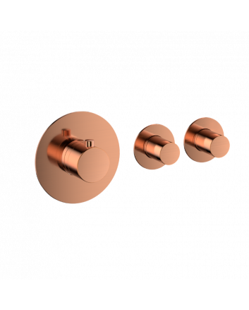 Sani DeLuxe Badset inbouw deluxe met box thermostaat, muurbevestiging / doucheslang, staafhanddouche rond Brons