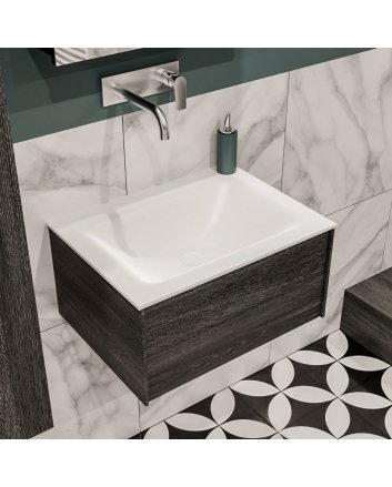 Mondiaz Lush 60 badmeubel antracite 1 lade wastafel Cloud midden geen kraangat