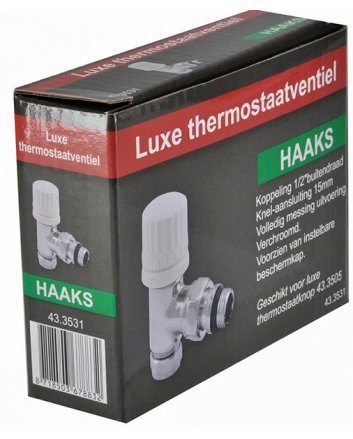 Luxe thermostatisch voorbereid ventiel 1/2" x 15 mm (M22) knel, haaks, chroom