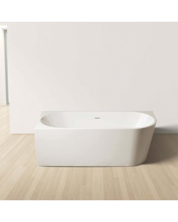 Hugo &amp; Müeller Vrijstaand hoekbad links (170x78 cm) met push up wit