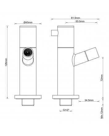 Amador fonteinkraan met muurbevestiging Kiwa 1/2'' geborsteld brons koper
