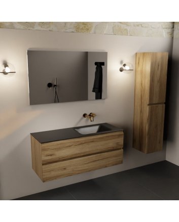 Mondiaz Aivy 120cm badmeubel Chai, wastafel Urban solid surface rechts zonder kraangat met spiegel