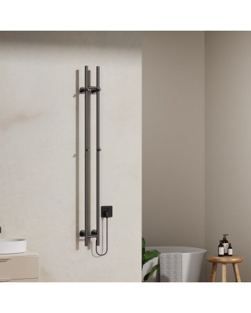 1500x168 - 120 Watt | Elektrische Dubbele Staafhanddoekradiator - Gunmetal