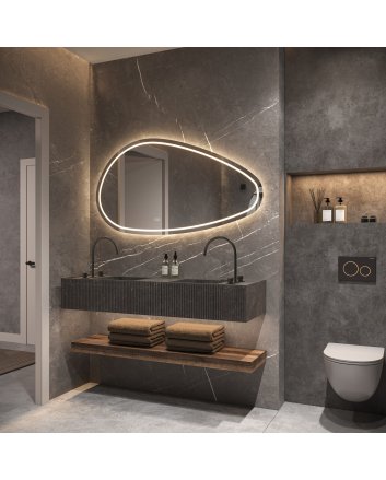 Phantom organische LED spiegel 160x80cm met directe en indirecte verlichting rondom, spiegelverwarming, kleurenwissel en touchdimmer