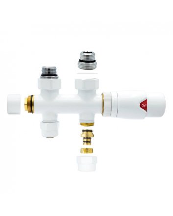 Witte radiator aansluitset Recht voor radiatoren met onder aansluiting t.b.v 16 mm buis